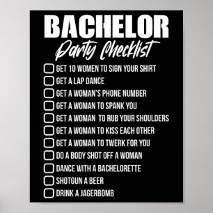 Affiche Liste de contrôle de la fête de baccalauréat Groom