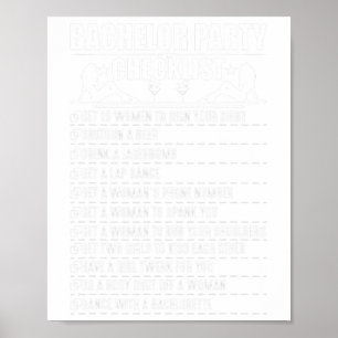 Affiche Liste de contrôle de la fête de baccalauréat Stag