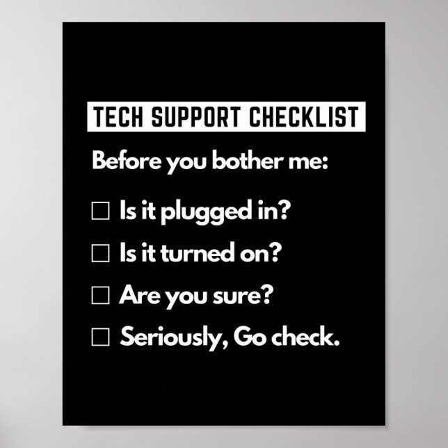 Affiche Liste de contrôle du support technique Funny Compu (Devant)