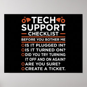 Affiche Liste de contrôle du support technique Programmeur