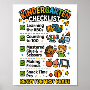Affiche Liste de contrôle maternelle drôle garçon fille pr