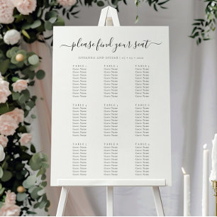 Affiche Liste de invités de mariage par siège élégant écri
