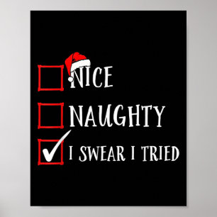 Affiche Liste de Noël Drôle Sympa Coquin Je Jure J'ai Essa