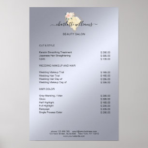 Affiche Liste de prix d'affiche de fleurs de diamant moder