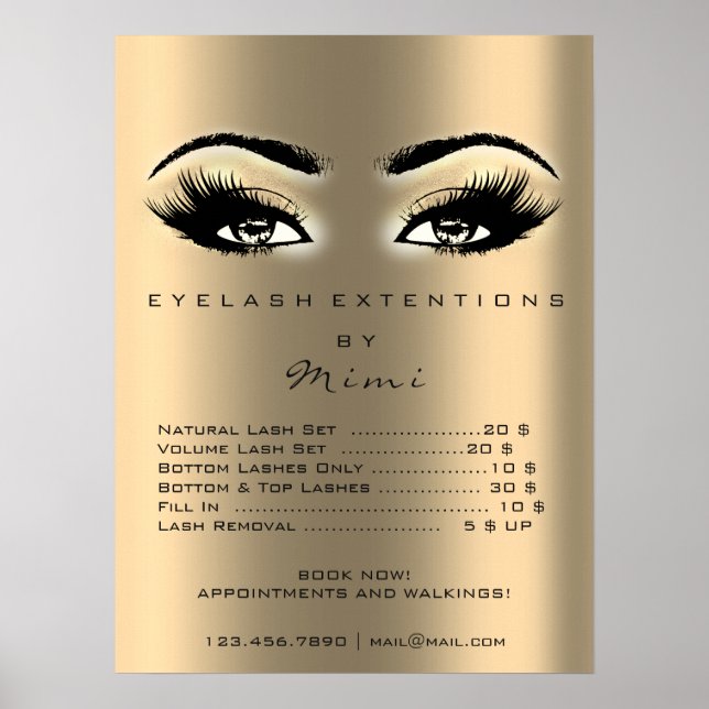Affiche Liste de prix de l'artiste en maquillage Gold Sepi (Devant)