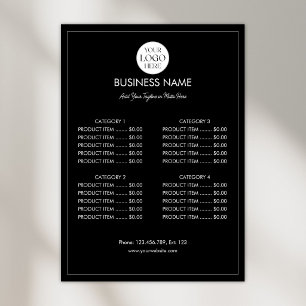 Affiche Liste de prix de menu moderne avec logo d'entrepri