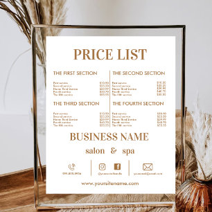 Affiche Liste de prix de Modern Arch Salon de beauté