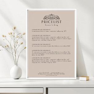 Affiche Liste de prix de salon Brun Clair Logo Couronne Él