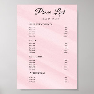 Affiche Liste de Prix de Salon de Beauté Élégant Moderne