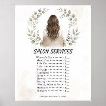 Liste de Prix de Services de Salon Boho - Brunette