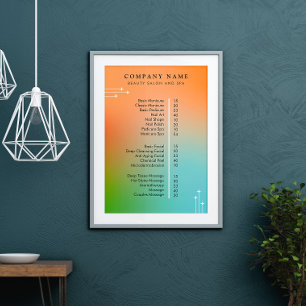 Affiche Liste de prix de technologie de nail art Dégradé h
