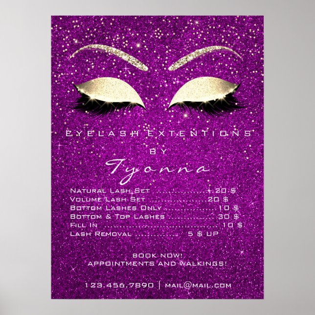 Affiche Liste de prix des maillots de maquillage en or à l (Devant)