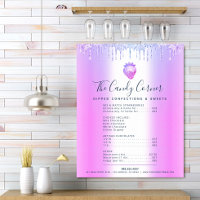Liste de prix du menu de desserts sucrés avec gout