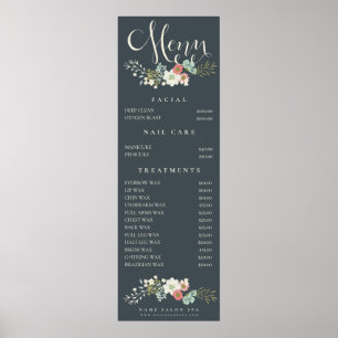 Affiche Liste de prix du menu de la beautician du spa en i