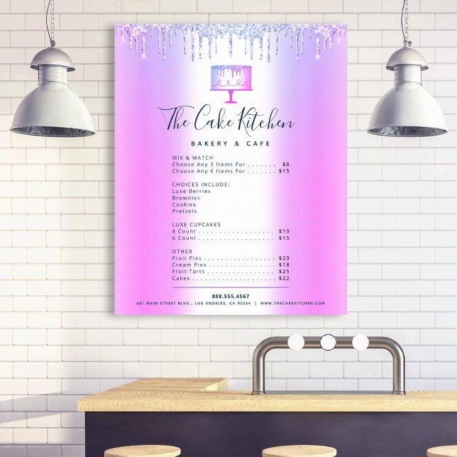 Affiche Liste de prix du menu des gouttes de paillettes de (Créateur téléchargé)