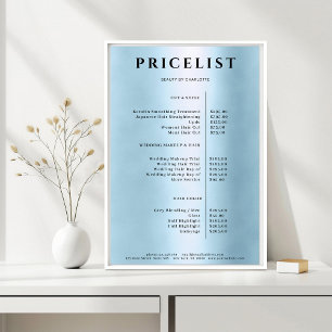 Affiche Liste de prix du salon bleu moderne simple