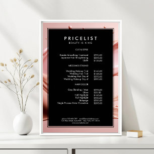 Affiche Liste de prix du Salon de beauté Blush Pink
