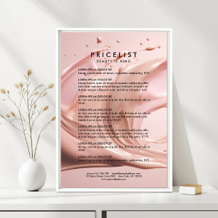 Affiche Liste de Prix du Salon de Beauté Rose Blush Affich