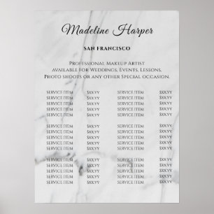 Affiche Liste de prix du salon de beauté Vintage