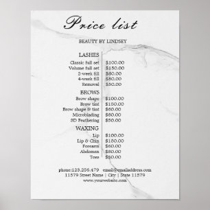 Affiche Liste de prix du salon de beauté Vintage