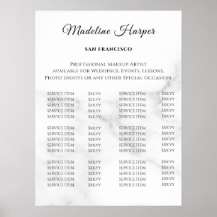 Affiche Liste de prix du salon de beauté Vintage