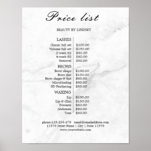 Affiche Liste de prix du salon de beauté vintage