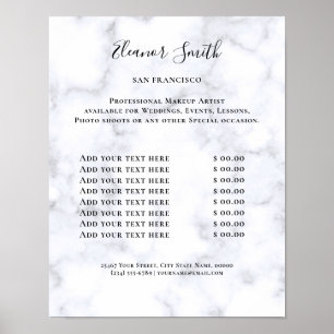 Affiche Liste de prix du salon de beauté Vintage