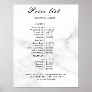 Affiche Liste de prix du salon de beauté Vintage