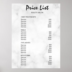 Affiche Liste de prix du salon de beauté Vintage