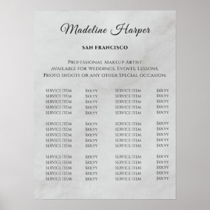 Affiche Liste de prix du salon de beauté vintage