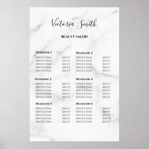 Affiche Liste de prix du salon de beauté Vintage