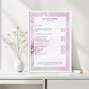 Affiche Liste de prix du salon de glitter moderne