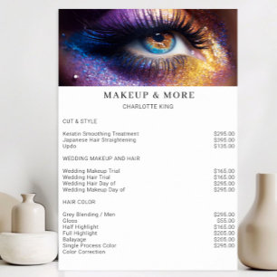 Affiche Liste de prix du salon de photo de maquillage mode