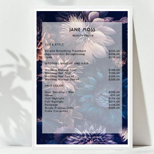Affiche Liste de prix du salon de saumon boho floral Simp 