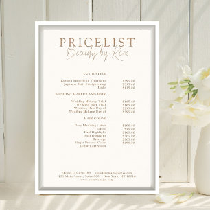 Affiche Liste de Prix du Salon Élégant Beige & Brun