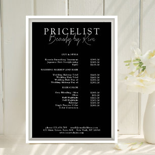 Affiche Liste de prix du salon élégant minimaliste blanc e