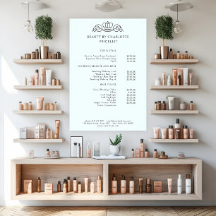 Affiche Liste de prix élégante, royale, bleu clair