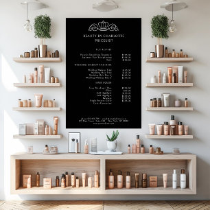 Affiche Liste de prix élégante, royale, noire