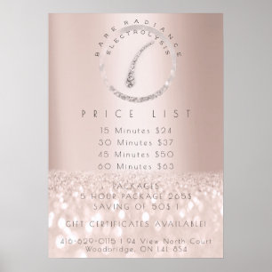 Affiche Liste de Prix Épilation Électrolyse Rose Beauty1