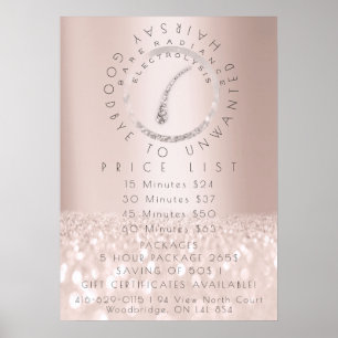 Affiche Liste de prix Épilation Électrolyse Rose Beauty2