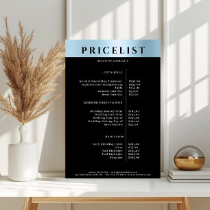Affiche Liste de prix moderne et simple de salon bleu Post