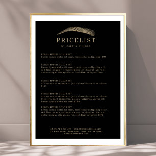 Affiche Liste de Prix Salon de Sourcils Élégant Minimalist