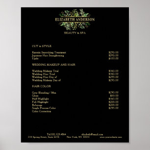 Affiche Liste de prix Salon Modern Botanik Black