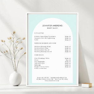 Affiche Liste de prix Salon Moderne Minimaliste Arc Bleu C