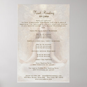 Affiche Liste de Prix Tarot Mystique Femme Œil Lune Or