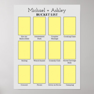 Affiche Liste de seaux de couples personnalisés