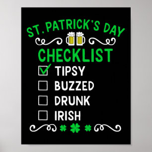 Affiche Liste de vérification drôle de la Saint-Patrick