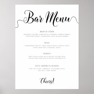 Affiche Liste des boissons Mariages du menu à barres modif