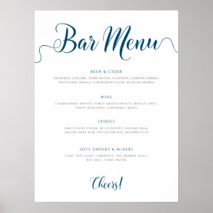 Affiche Liste des boissons Mariages du menu de la barre de