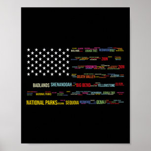 Affiche Liste des parcs nationaux américains Nuage de mots